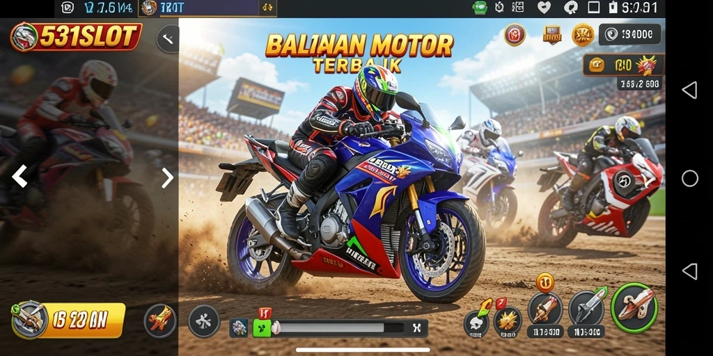Gameplay balapan motor di 531SLOT yang mendebarkan.