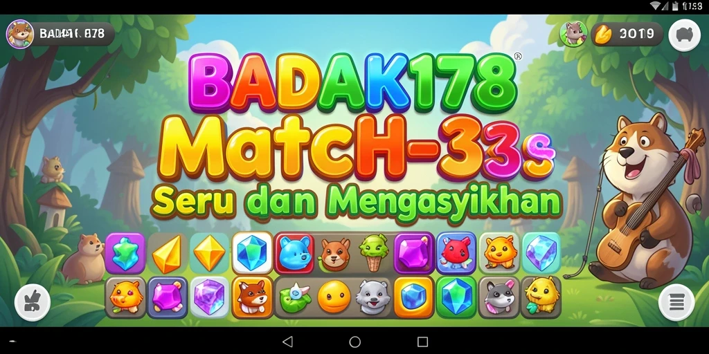 Tampilan menarik dari gameplay Match-3 BADAK178.