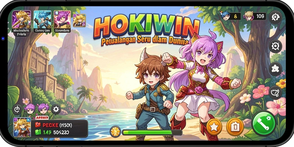 Screenshot HOKIWIN menampilkan aksi seru permainan Anime.