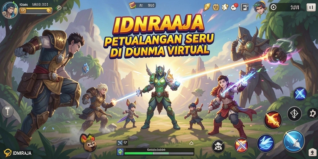 Tampilan gameplay IDNRAJA dengan karakter menjelajah dunia menarik.