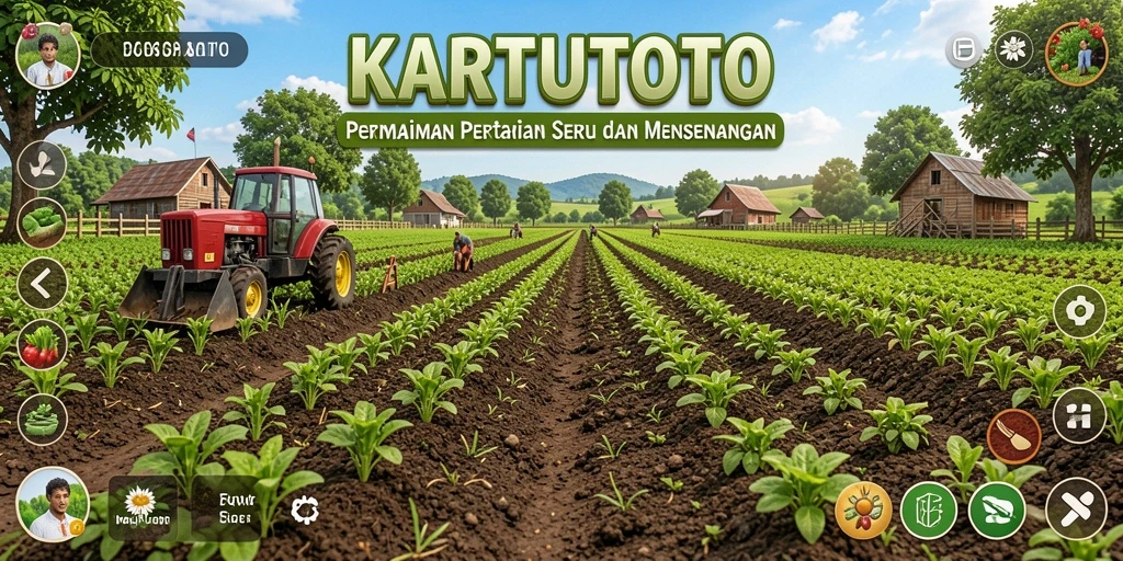 Tangkapan layar KARTUTOTO yang menunjukkan aktivitas bertani yang menyenangkan.