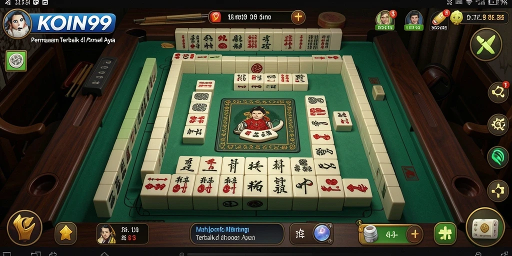 Screenshot gameplay KOIN99 yang menampilkan level Mahjong menantang.