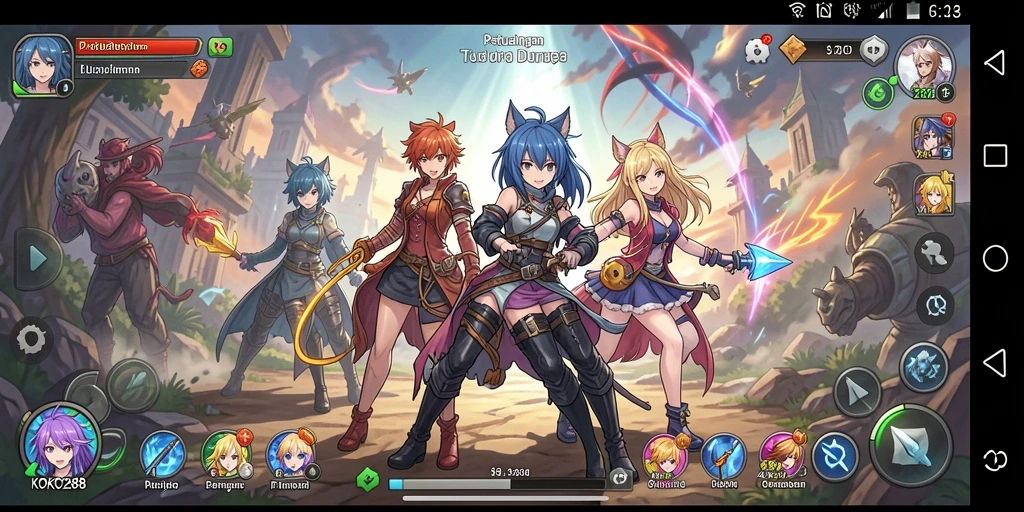 Tampilan seru dari gameplay KOKO288 yang penuh aksi Anime.