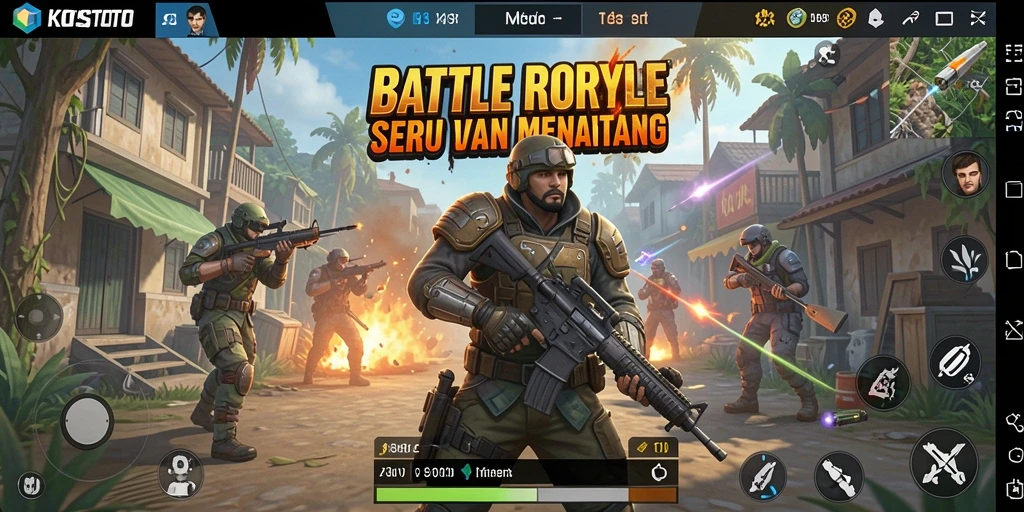 Tangkapan layar gameplay KOSTOTO menunjukkan aksi seru dalam Battle Royale.