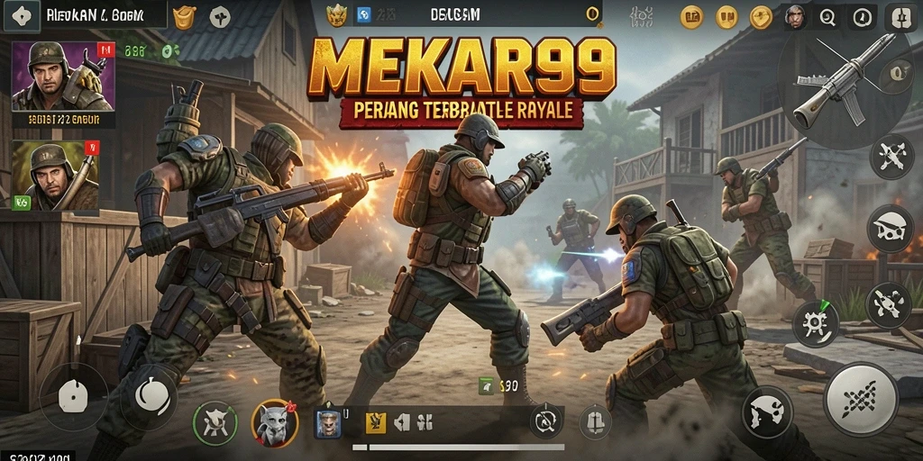 Gameplay seru di MEKAR99 dengan aksi Battle Royale yang mendebarkan.