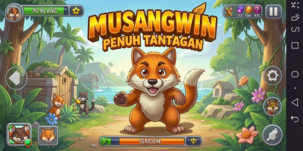 Tampilan gameplay menegangkan dan penuh warna di MUSANGWIN.