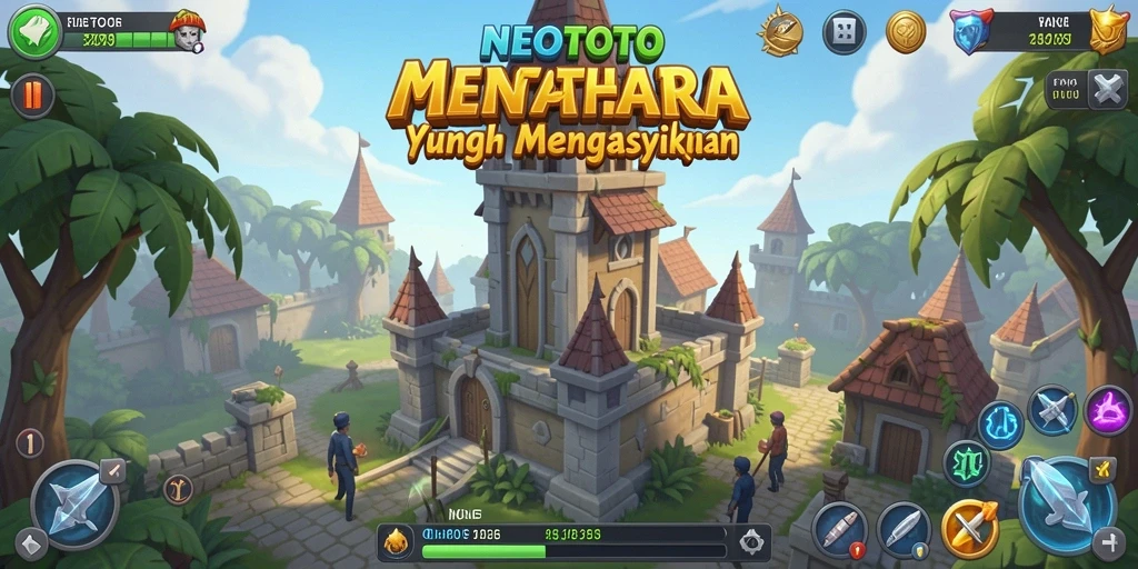 Screenshot NEOTOTO menampilkan aksi pertahanan menara yang seru.