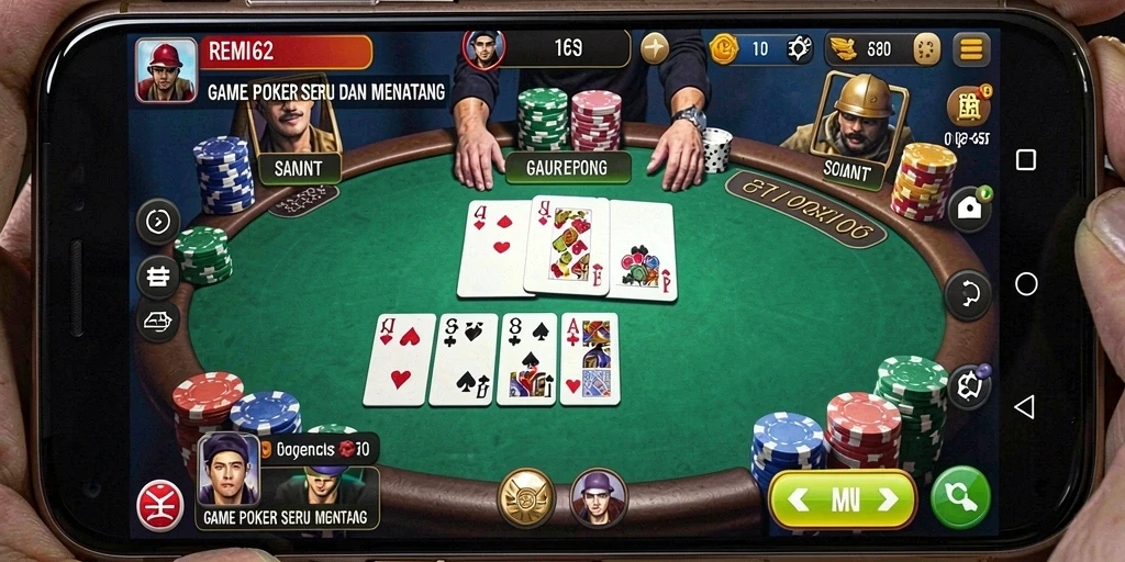 Tampilan gameplay seru dari permainan Poker di REMI62.