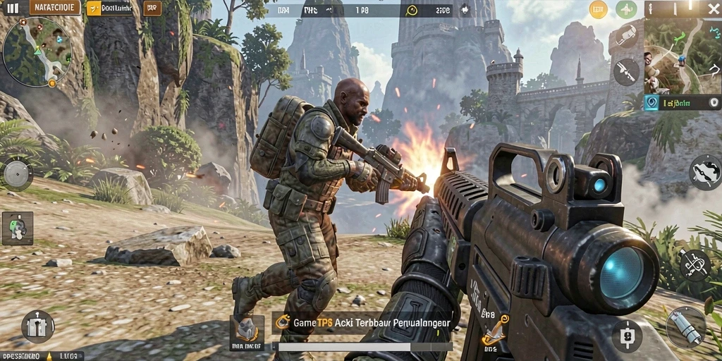 Gameplay menegangkan dari RP8 yang menampilkan aksi tembak-menembak.