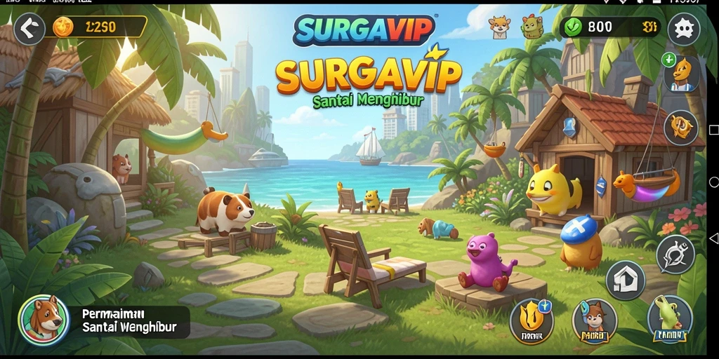 Tampilan gameplay SURGAVIP yang penuh warna dan menawan.