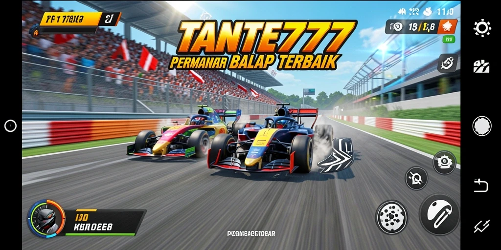 Tangkapan layar menunjukkan aksi balap mendebarkan di TANTE777.