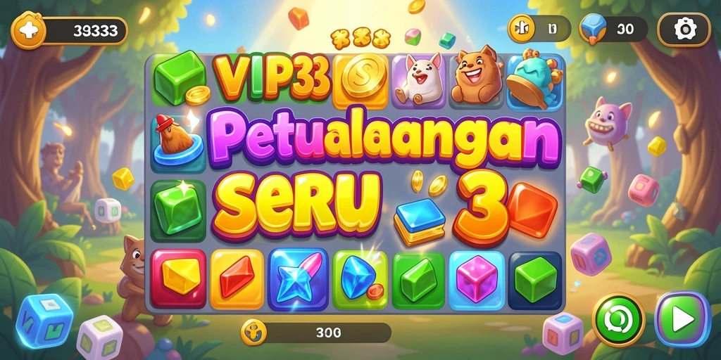 Screenshot utama menunjukkan gameplay seru Match-3.