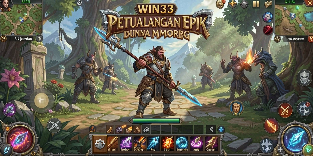 Tampilan seru gameplay <strong>WIN33</strong> dalam pertempuran epik melawan monster.